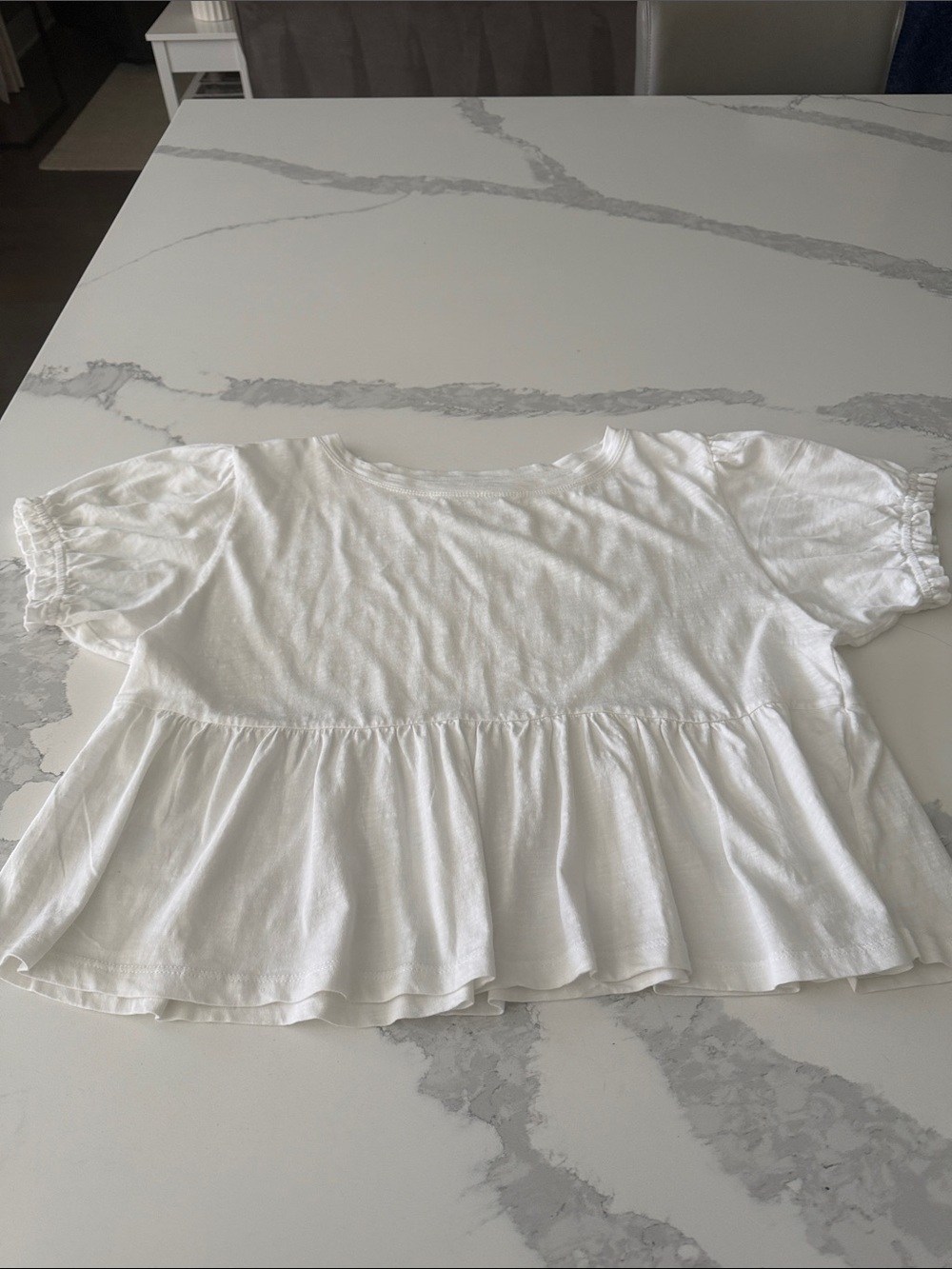 Anthropologie white baby doll swing t-shirt size M